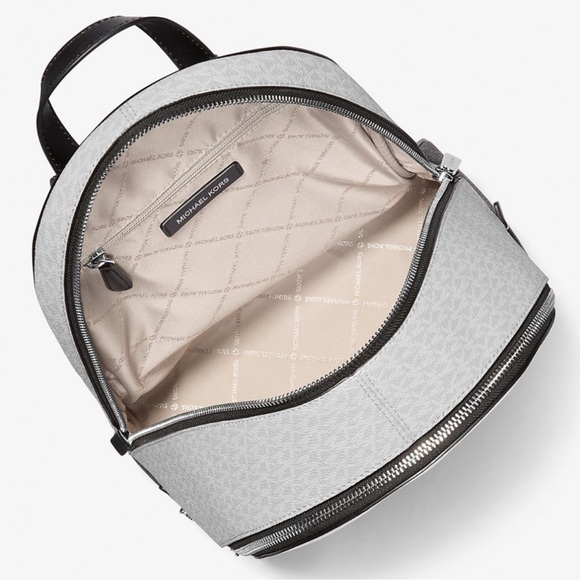 Michael Kors Rhea Medium Color-Block Signature Logo Backpack Optic White Multi - Picture 7 of 8